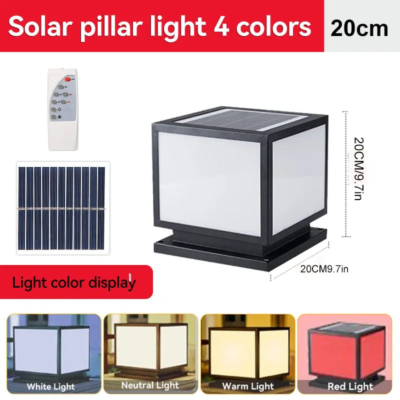 Outdoors LED Solar Lights Waterproof Solar Column Light Classical style Timed with Remote Control LED Light for Garden Patio