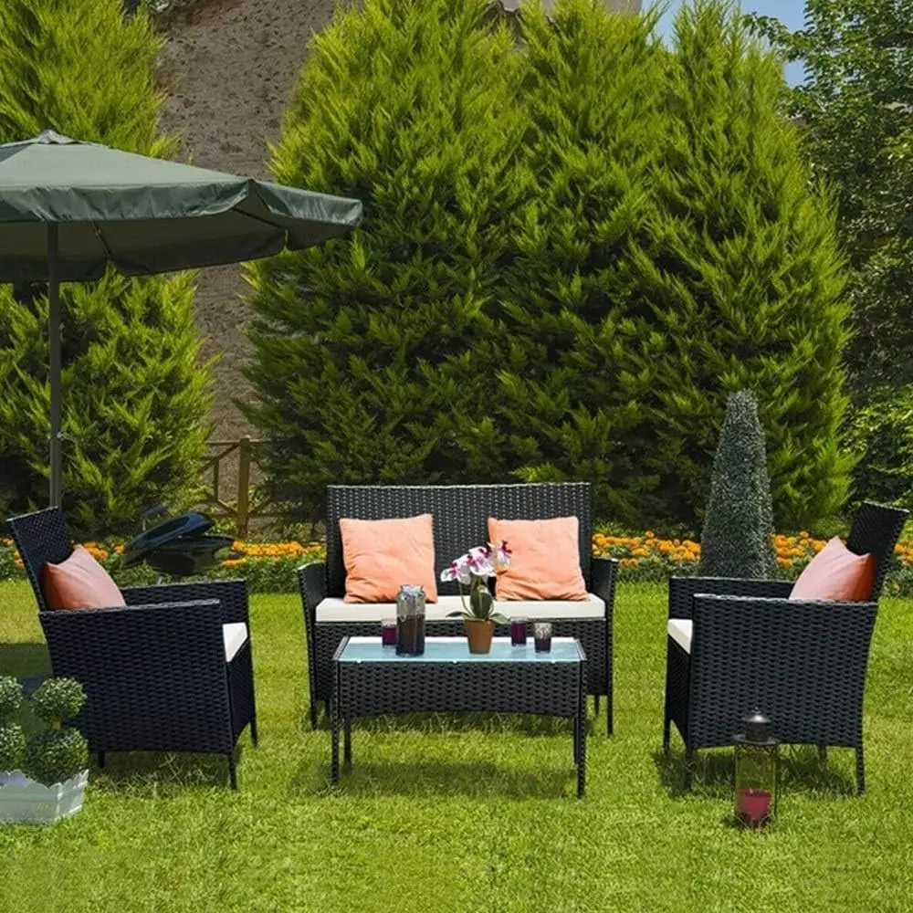 Rattan Garden Furniture Set, 4 piece Patio Rattan furniture sofa Weaving Wicker
