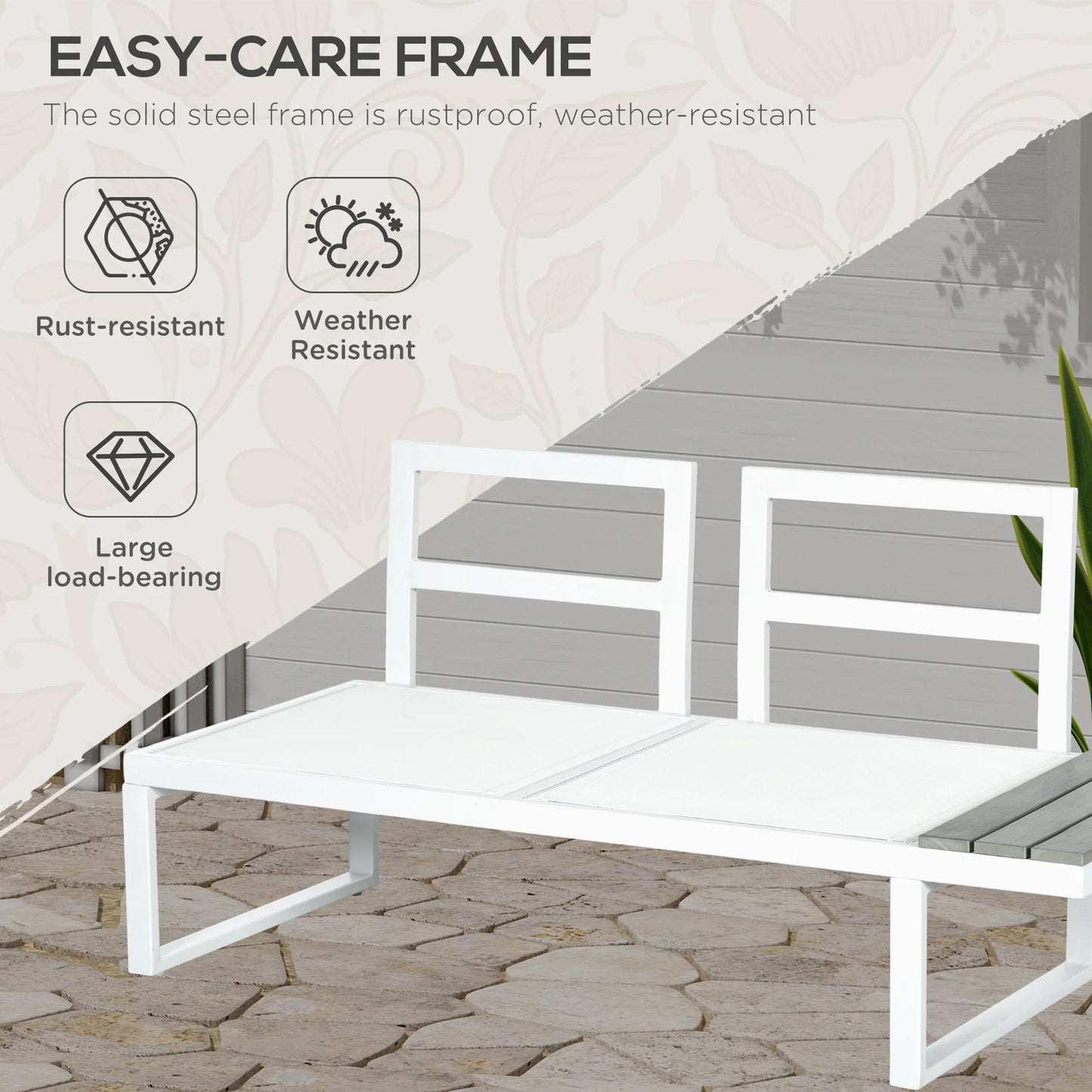 Outsunny 4 Pieces Patio Garden Set with 5-Level Recline Corner Sofa, Outdoor Garden Lounge Sectional Conversation Sofa Set