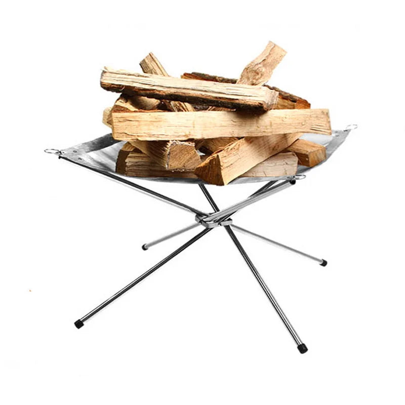 Lighten up Fire Pit Burning Rack Camping Stainless Steel Mesh Fireplace Foldable Stove BBQ Grill Patio With Replace Grilled Net