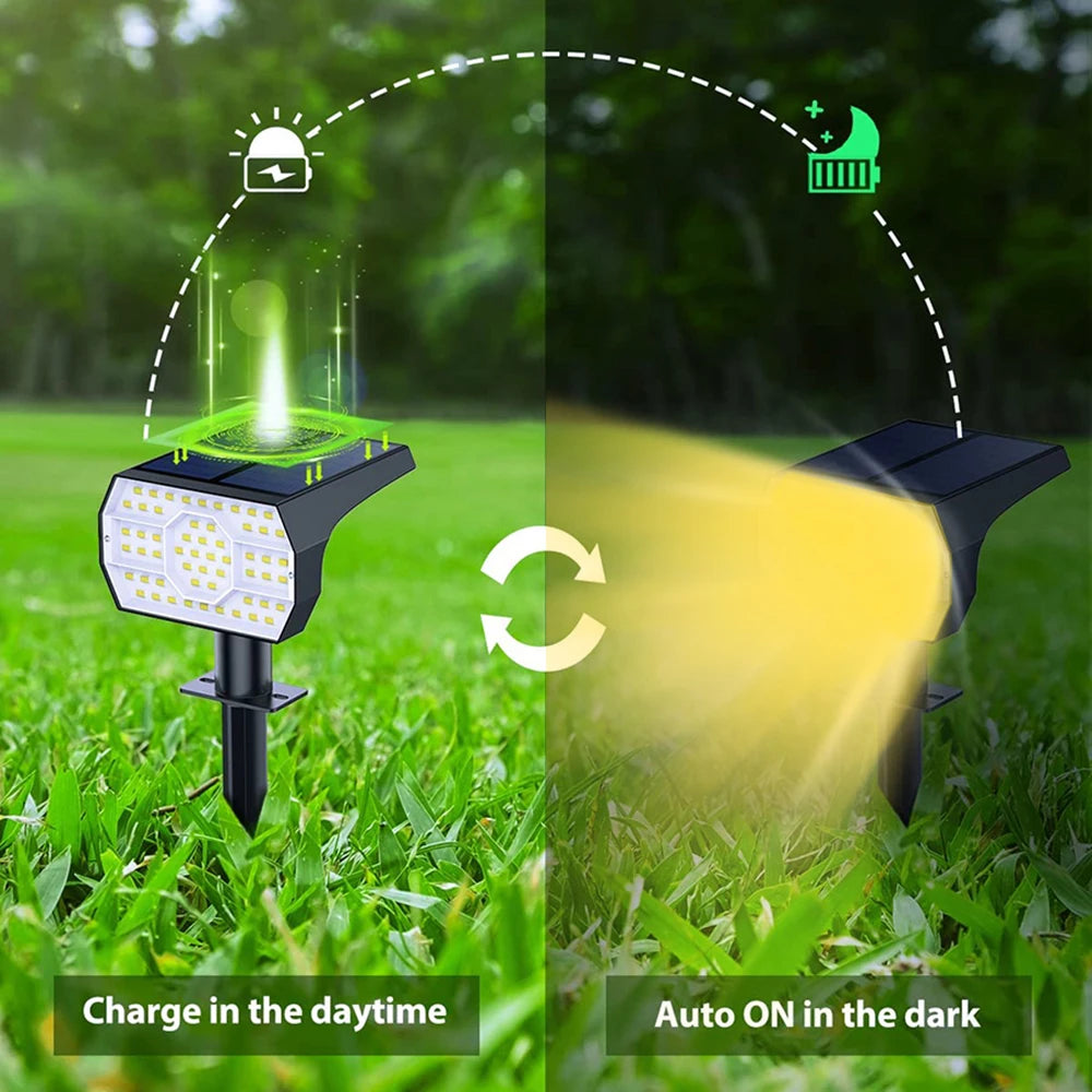 72 LED Solar Spotlights Outdoor Landscape Waterproof 108/136 LEDS Solar Powered Wall Light Auto On/Off for Yard Garden Pathway