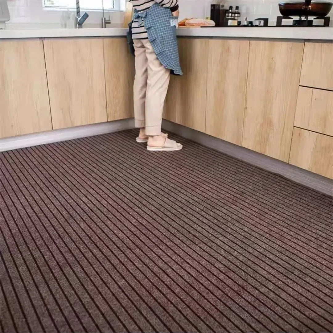 Striped Polyester PVC Doormat, Water-Resistant, Non-Slip, Stain-Resistant, Machine-Made, Outdoor Entrance Mat Easy Clean Durable