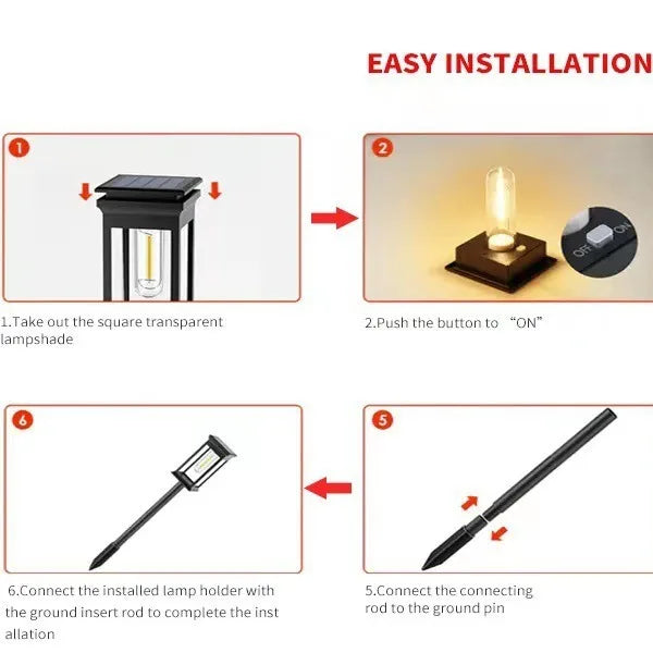 Solar LED Walkway Lights Outdoor Waterproof Durable Tungsten Warm Light Garden Patio Driveway Sidewalk Splice Decorative Lights