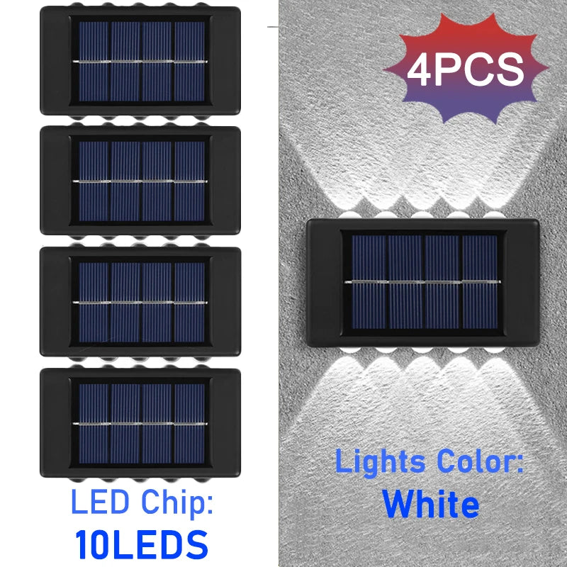 10LED Solar Wall Lights Outdoor Waterproof Security LED Lighting For Garden Yard Fence Decor Lamps