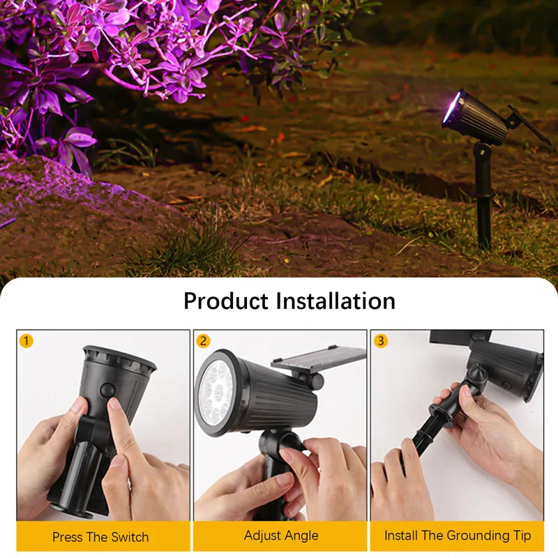 9LEDs Solar Spotlights, Outdoor Light Control, Waterproof Floor Mounted Lawn Lamp,for Landscape,Courtyard,Garden,Tree Decoration