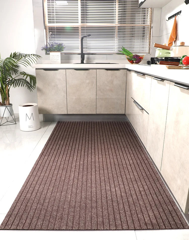 Striped Polyester PVC Doormat, Water-Resistant, Non-Slip, Stain-Resistant, Machine-Made, Outdoor Entrance Mat Easy Clean Durable