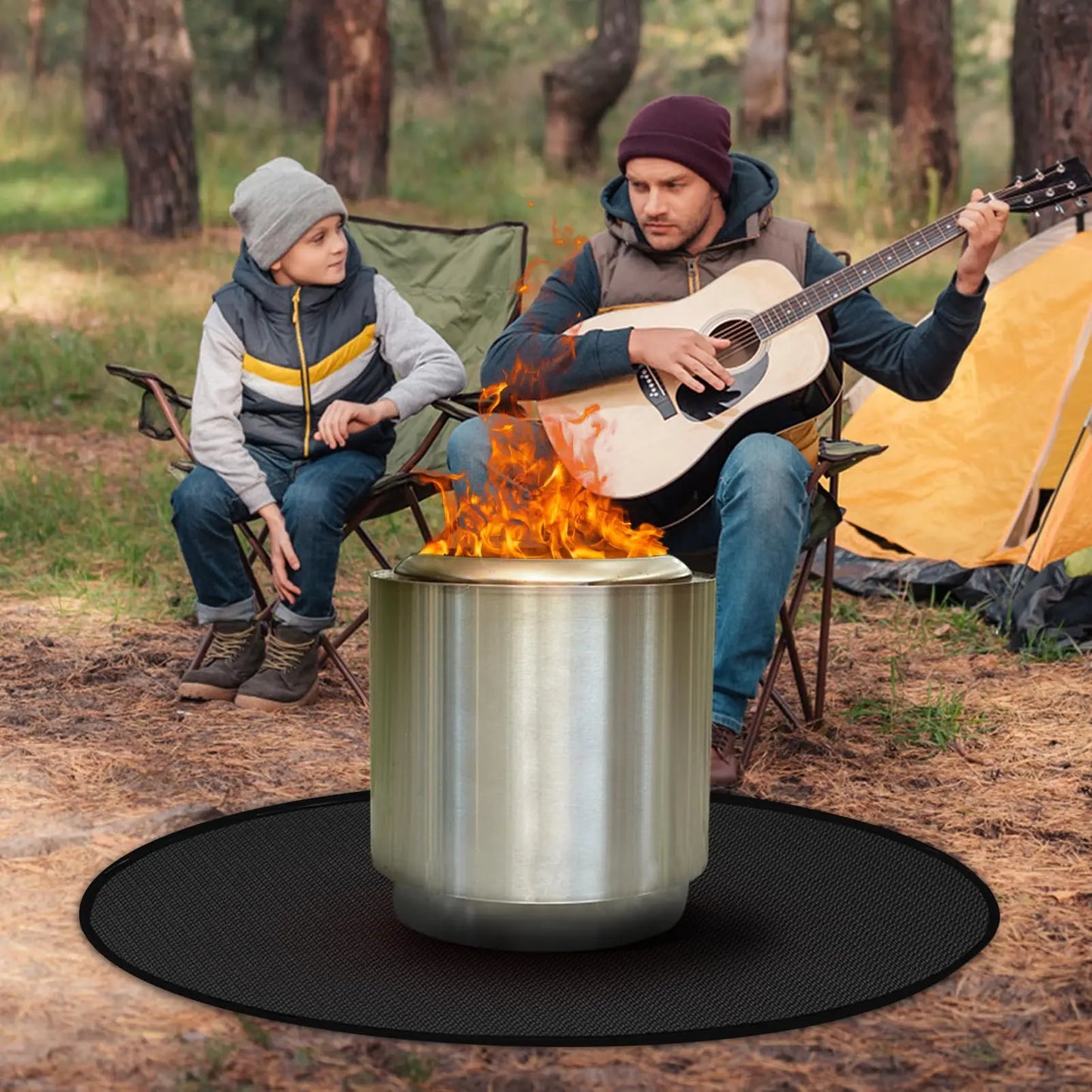 39in Fire Pit Mat for Ranger 3-Layer Fireproof Round Under Grill Mat