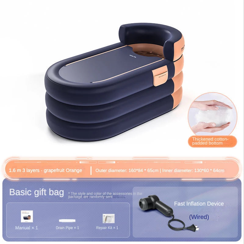 Adult Portable Bathtub Folding Bath tub Bucket Body Sauna Shower Steam Inflatable Whirlpool Bathtub Simple Bathroom Supplies