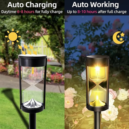 4 Pcs Solar Hourglass Lawn Lamp IP65 Waterproof Garden Light Flashing LED