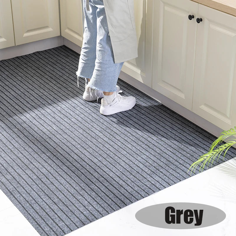 Striped Polyester PVC Doormat, Water-Resistant, Non-Slip, Stain-Resistant, Machine-Made, Outdoor Entrance Mat Easy Clean Durable