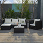 bigzzia 4pcs Patio Rattan furniture Rattan Garden Furniture Set sofa Weaving Wicker includes Armchair Double seat Sofa and table