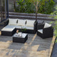 bigzzia 4pcs Patio Rattan furniture Rattan Garden Furniture Set sofa Weaving Wicker includes Armchair Double seat Sofa and table
