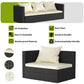 bigzzia 4pcs Patio Rattan furniture Rattan Garden Furniture Set sofa Weaving Wicker includes Armchair Double seat Sofa and table
