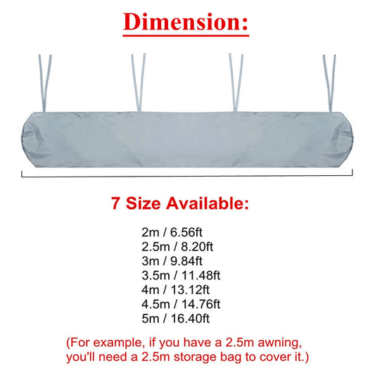 2/2.5/3/3.5/4/4.5/5m Oxford Patio Awning Winter Storage Bag Yard Garden Shelter Rain Weather Cover Protector Sun Canopy Cloth