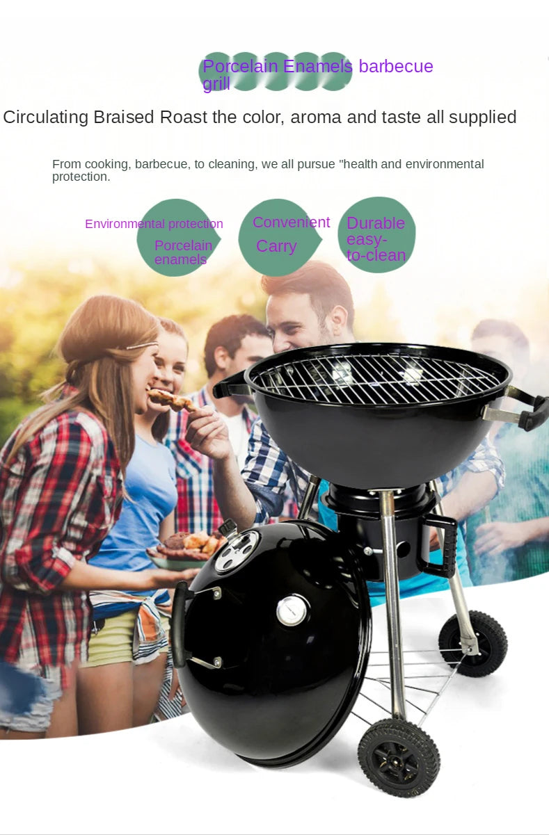 K-star Household Outdoor BBQ Stove Portable Barbecue Grill 18.5 Inch Apple Stove Charcoal Grilled Barbecue Stove Push-Pull 2024