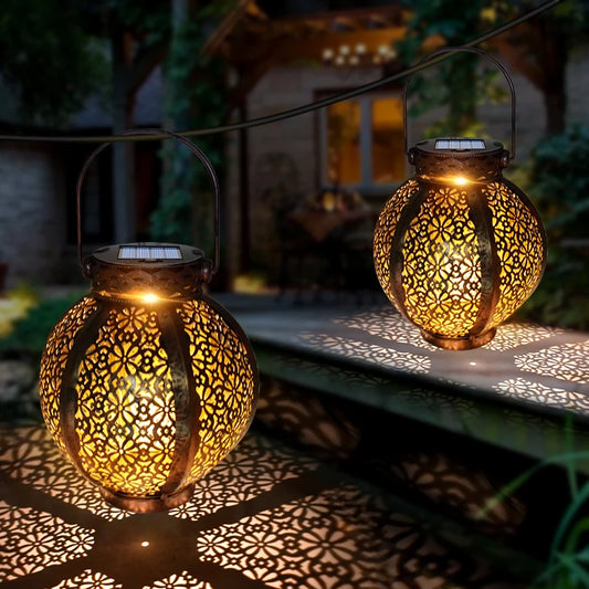Hanging Solar Lanterns Retro Hollow Lights