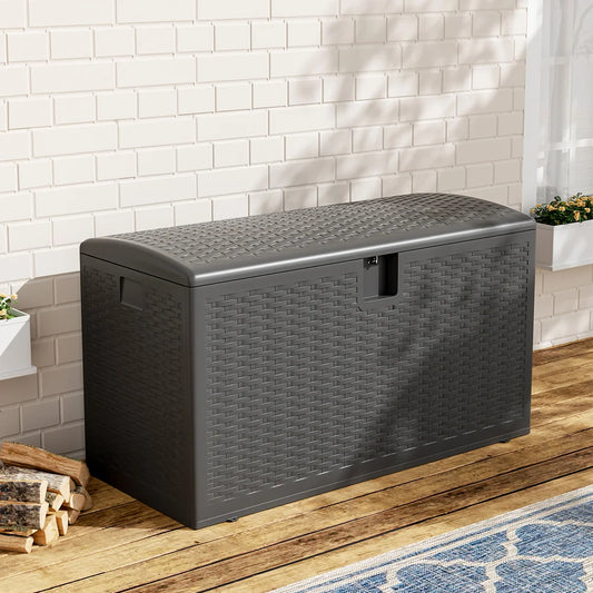 【Breeins】Large Waterproof Resin Indoor and Outdoor Storage Box, Weatherproof UV Resistant Box with Built-in Steel Beams