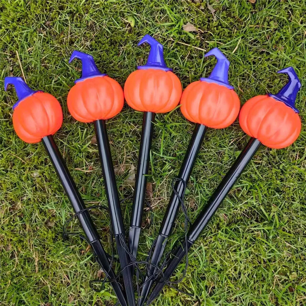 2024 Solar Lights Outdoor Waterproof Holiday Garden Pumpkin Lamp LED Lights Halloween Decorations Lawn Ground Plug Light 665