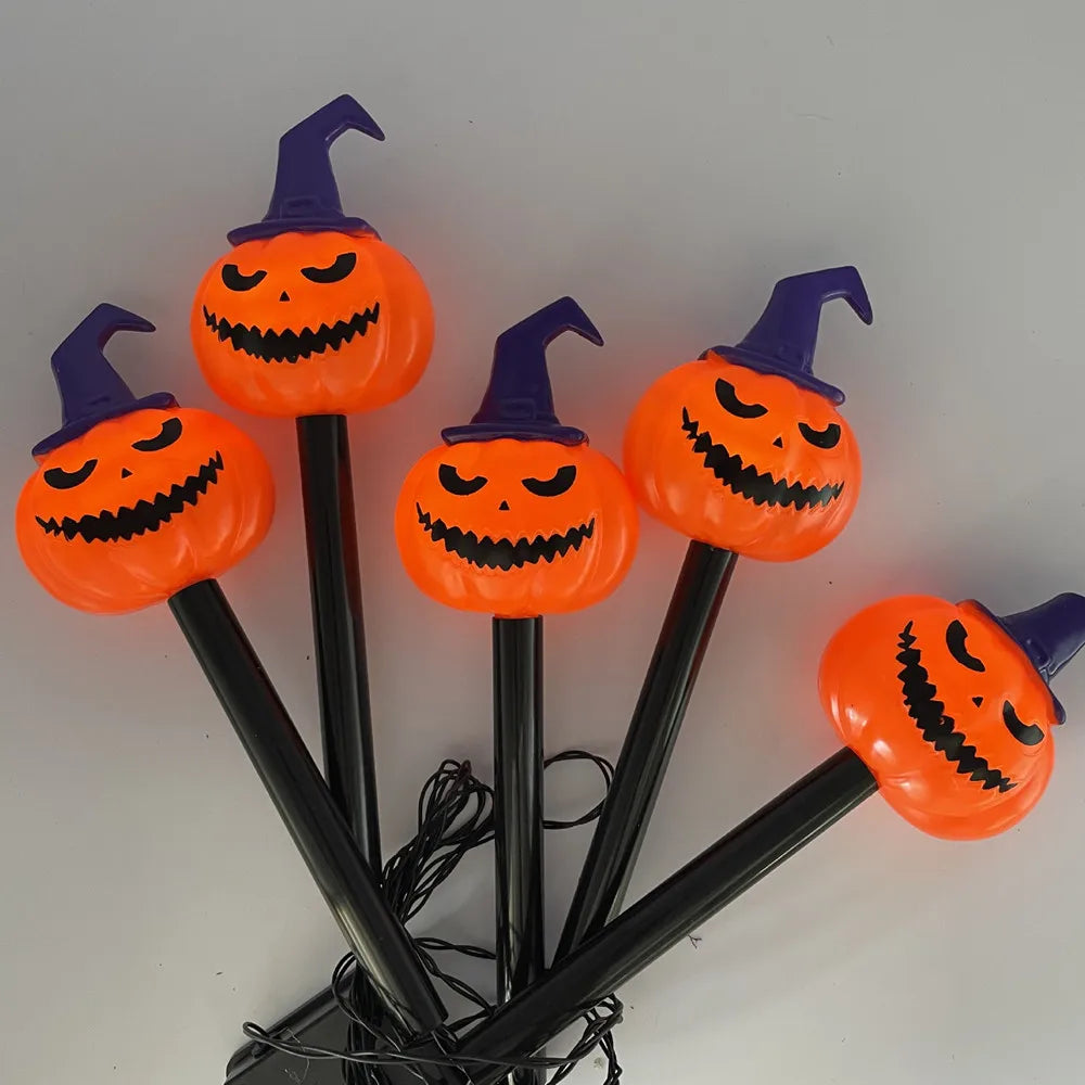 2024 Solar Lights Outdoor Waterproof Holiday Garden Pumpkin Lamp LED Lights Halloween Decorations Lawn Ground Plug Light 665