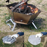 SmiloDon Camping Brazier Folding Bonfire Stove Portable Firewood Burner Campfire Furnace Outdoor Fire Wood Stove Burner Heater