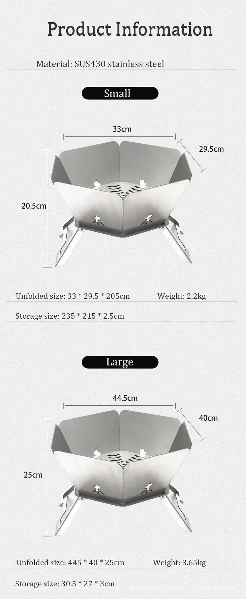 SmiloDon Camping Brazier Folding Bonfire Stove Portable Firewood Burner Campfire Furnace Outdoor Fire Wood Stove Burner Heater