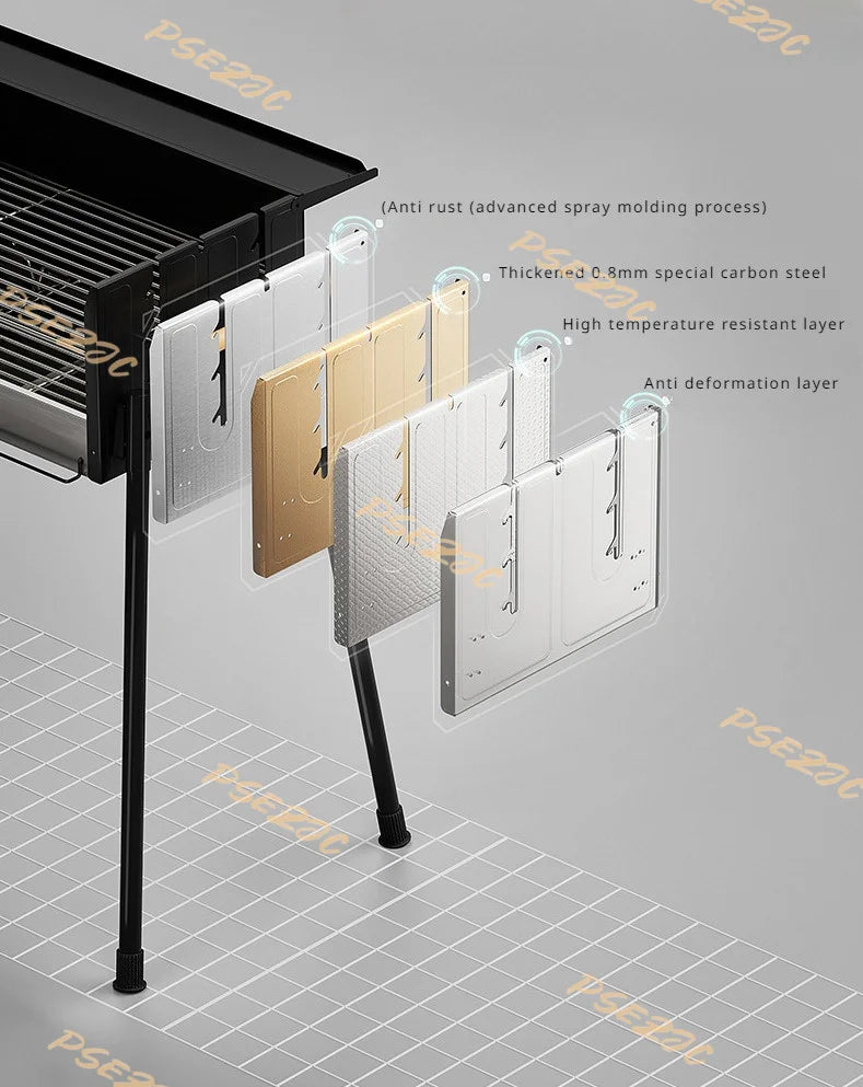 Household Outdoor Courtyard Multi Functional Folding Portable Charcoal Barbecue Stove Rack Supplies Tools