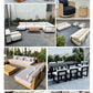 Outdoor Furniture Solid Wood Sofa and Coffee Table Set Paito Teak Sectional Sofa  Teak Wood Garden Sofa Set