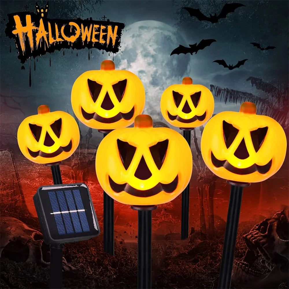 2024 Solar Lights Outdoor Waterproof Holiday Garden Pumpkin Lamp LED Lights Halloween Decorations Lawn Ground Plug Light 665