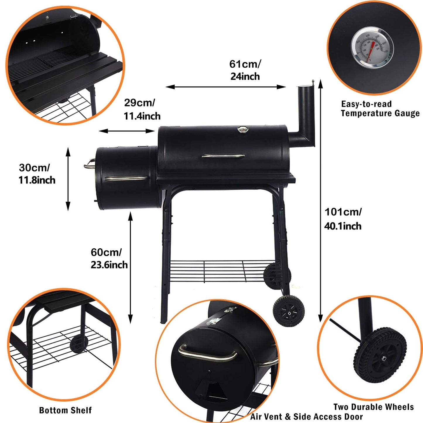 BBQ Charcoal Grill and Offset Smoker for Outdoor and Camping, Grill Wholesale and customization