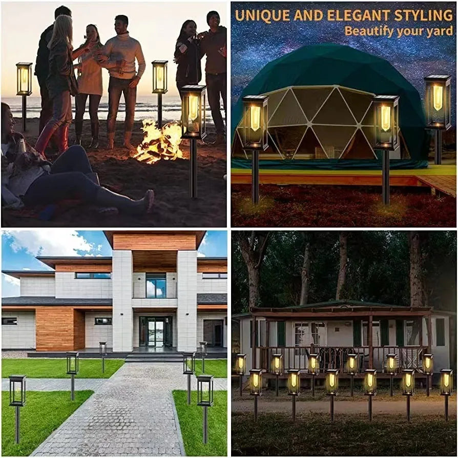 Solar LED Walkway Lights Outdoor Waterproof Durable Tungsten Warm Light Garden Patio Driveway Sidewalk Splice Decorative Lights