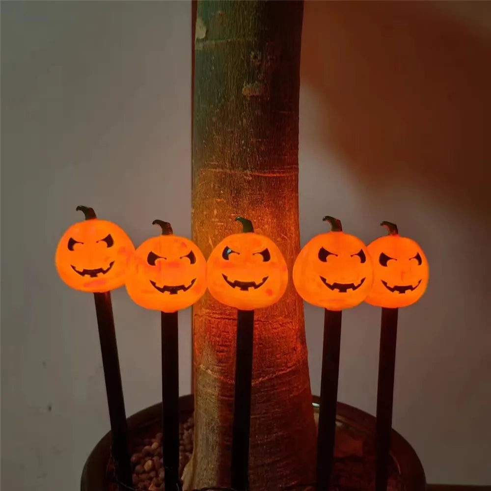 2024 Solar Lights Outdoor Waterproof Holiday Garden Pumpkin Lamp LED Lights Halloween Decorations Lawn Ground Plug Light 665