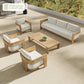 Outdoor Furniture Solid Wood Sofa and Coffee Table Set Paito Teak Sectional Sofa  Teak Wood Garden Sofa Set