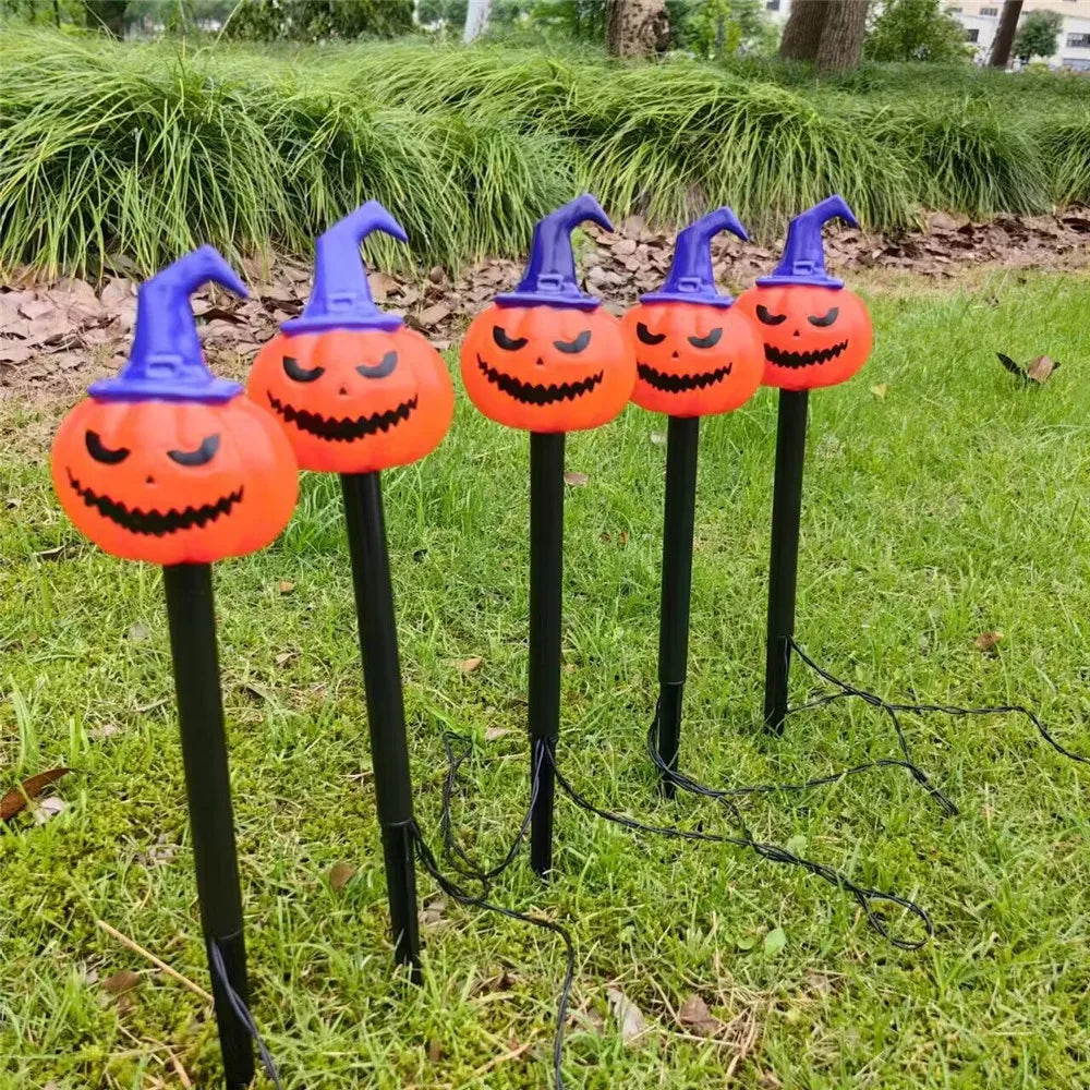 2024 Solar Lights Outdoor Waterproof Holiday Garden Pumpkin Lamp LED Lights Halloween Decorations Lawn Ground Plug Light 665