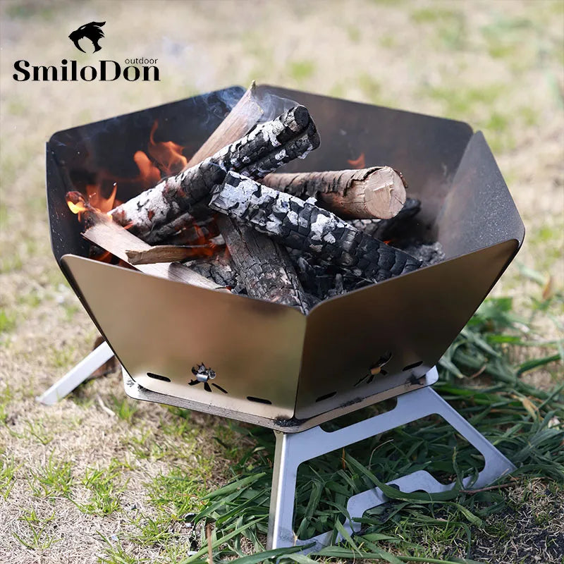 SmiloDon Camping Brazier Folding Bonfire Stove Portable Firewood Burner Campfire Furnace Outdoor Fire Wood Stove Burner Heater