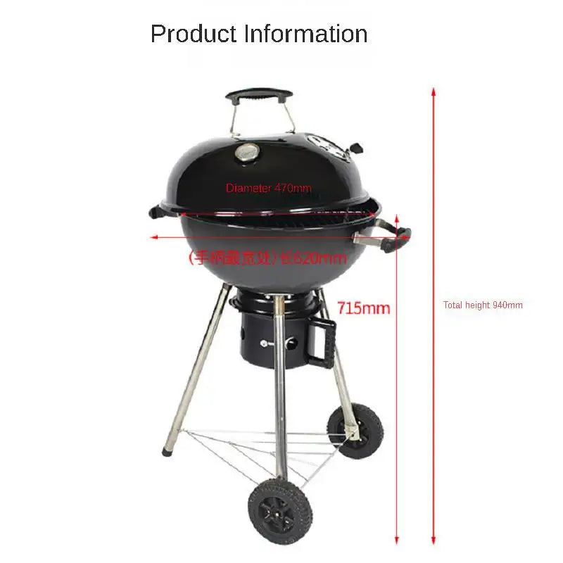 K-star Household Outdoor BBQ Stove Portable Barbecue Grill 18.5 Inch Apple Stove Charcoal Grilled Barbecue Stove Push-Pull 2024