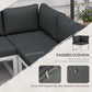 Outsunny 4 Pieces Patio Garden Set with 5-Level Recline Corner Sofa, Outdoor Garden Lounge Sectional Conversation Sofa Set