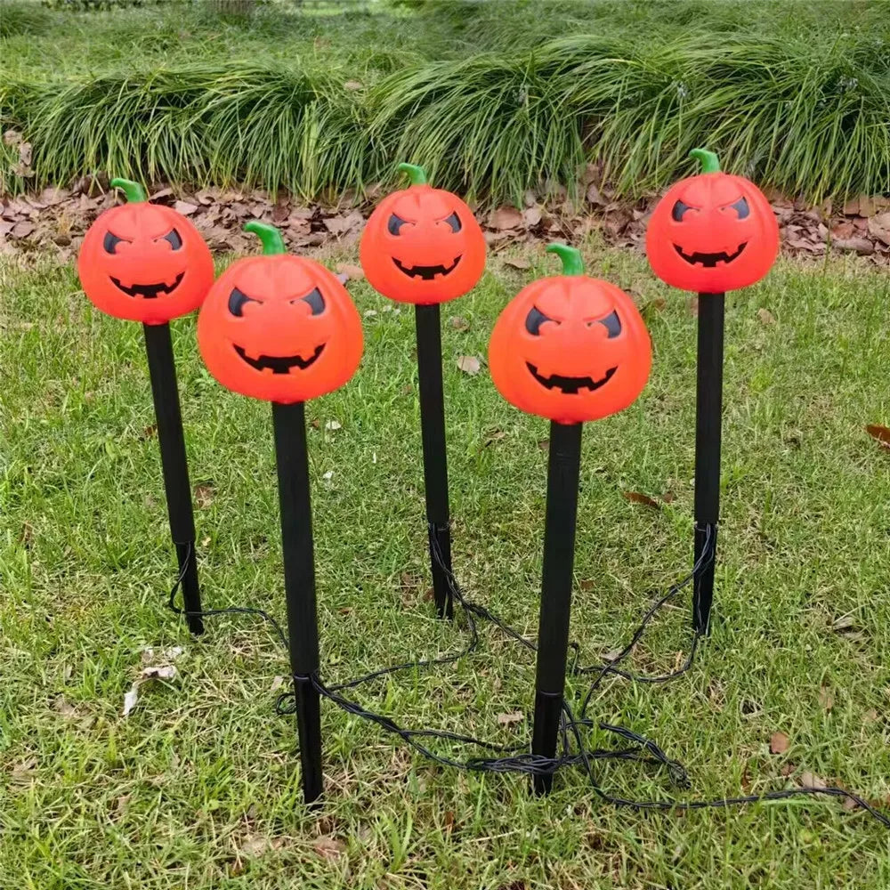 2024 Solar Lights Outdoor Waterproof Holiday Garden Pumpkin Lamp LED Lights Halloween Decorations Lawn Ground Plug Light 665