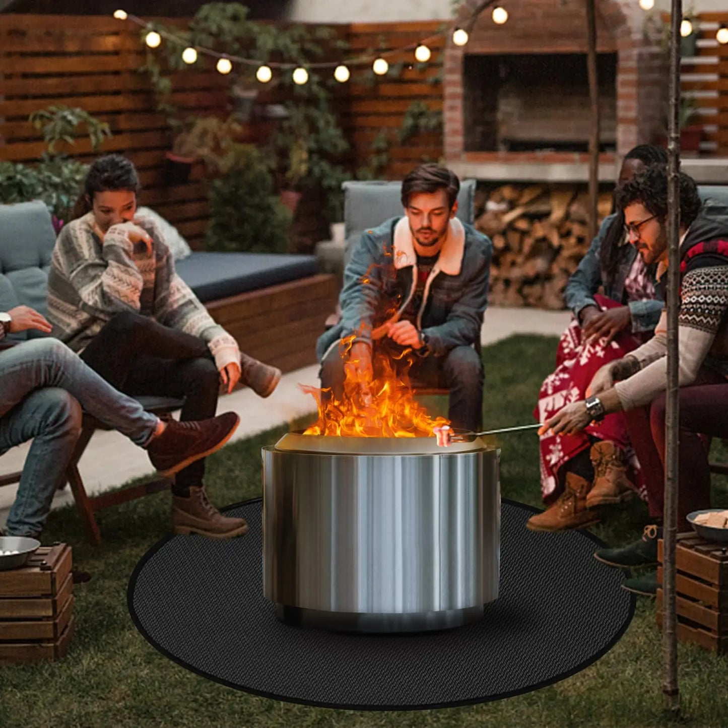 39in Fire Pit Mat for Ranger 3-Layer Fireproof Round Under Grill Mat