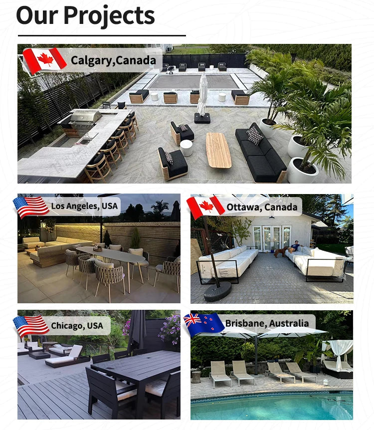 Outdoor Furniture Solid Wood Sofa and Coffee Table Set Paito Teak Sectional Sofa  Teak Wood Garden Sofa Set