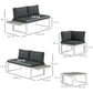 Outsunny 4 Pieces Patio Garden Set with 5-Level Recline Corner Sofa, Outdoor Garden Lounge Sectional Conversation Sofa Set