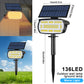 72 LED Solar Spotlights Outdoor Landscape Waterproof 108/136 LEDS Solar Powered Wall Light Auto On/Off for Yard Garden Pathway