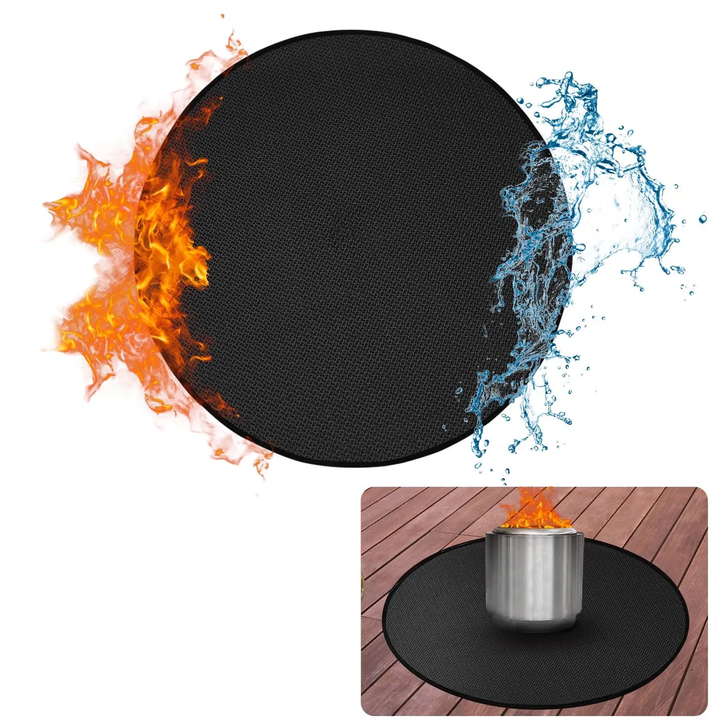 39in Fire Pit Mat for Ranger 3-Layer Fireproof Round Under Grill Mat