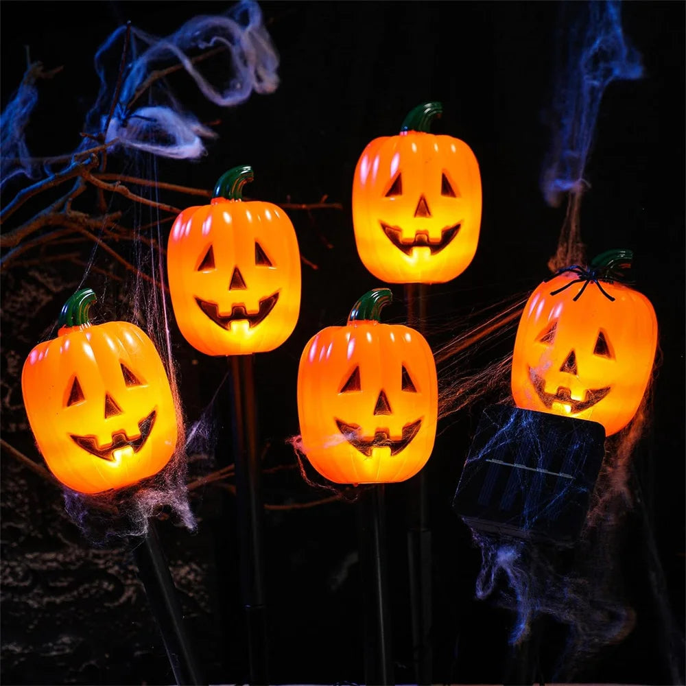 2024 Solar Lights Outdoor Waterproof Holiday Garden Pumpkin Lamp LED Lights Halloween Decorations Lawn Ground Plug Light 665