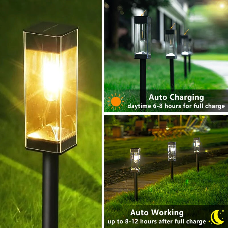 Outdoor solar landscape lights, courtyard square lawn lights, garden floor mounted lights, Waterproof and warm white