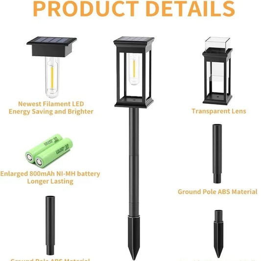 Solar LED Walkway Lights Outdoor Waterproof Durable Tungsten Warm Light Garden Patio Driveway Sidewalk Splice Decorative Lights