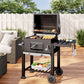 【Breeins】Charcoal Grill, Adjustable Charcoal Tray, Pull-out Ash Tray, Heavy Duty Barbecue Grill with Wheels