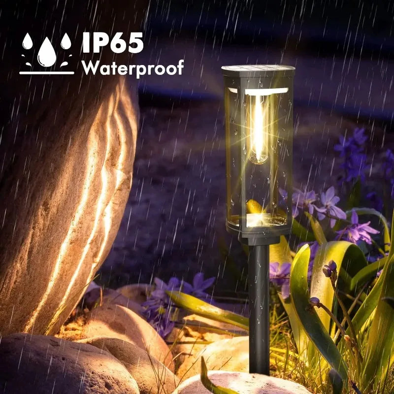 Solar LED Walkway Lights Outdoor Waterproof Durable Tungsten Warm Light Garden Patio Driveway Sidewalk Splice Decorative Lights
