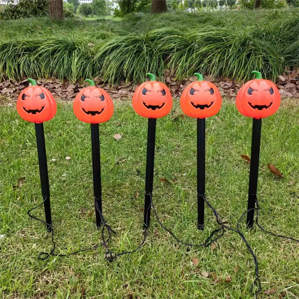 2024 Solar Lights Outdoor Waterproof Holiday Garden Pumpkin Lamp LED Lights Halloween Decorations Lawn Ground Plug Light 665