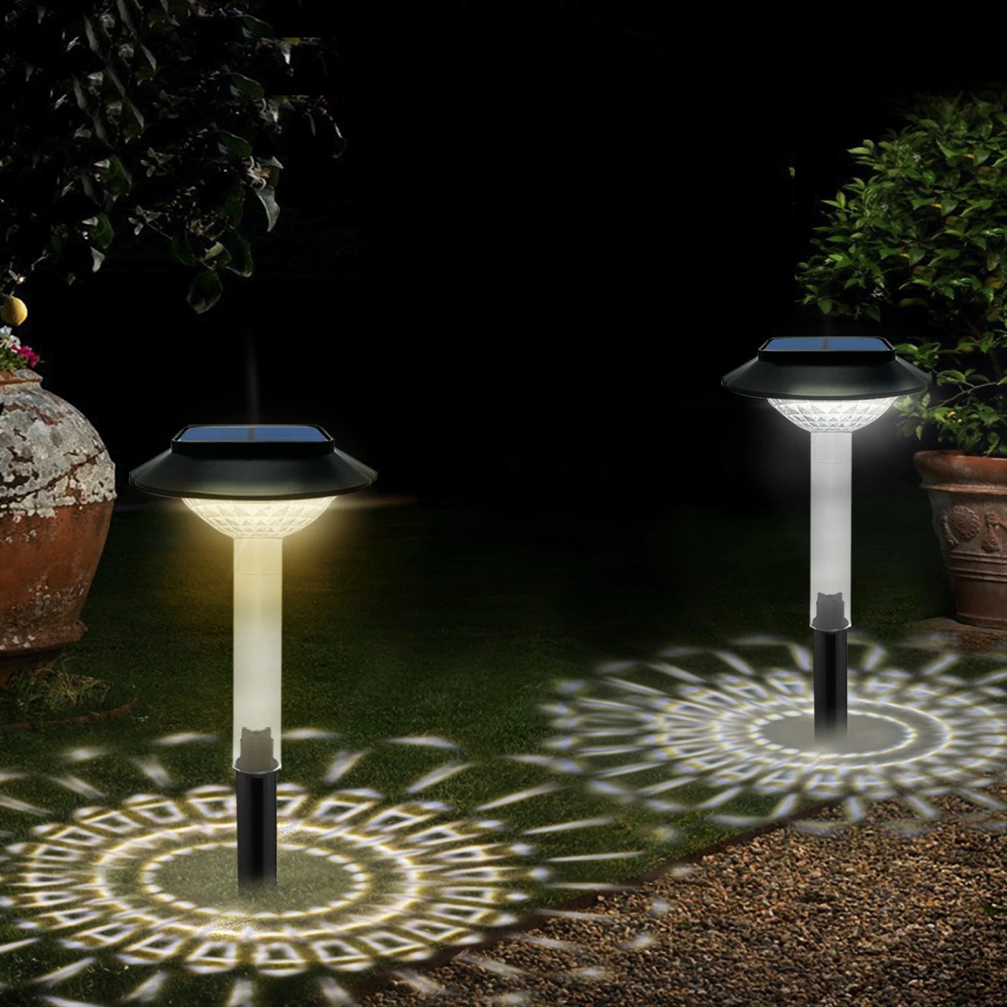 2pc Solar Garden Light Outdoor Courtyard Lamp Ip65 Waterproof RGB Warm Light for Garden Yard Lawn Backyard Landscape Porch Decor