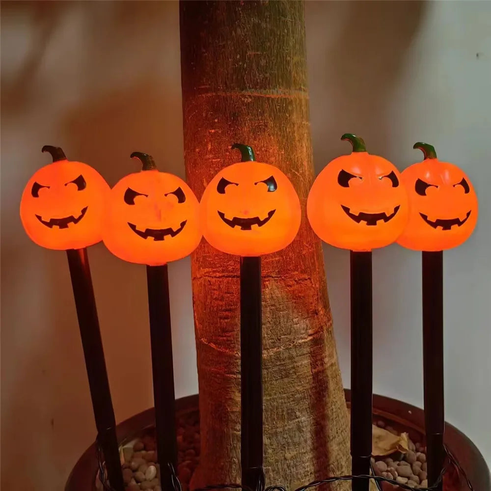 2024 Solar Lights Outdoor Waterproof Holiday Garden Pumpkin Lamp LED Lights Halloween Decorations Lawn Ground Plug Light 665